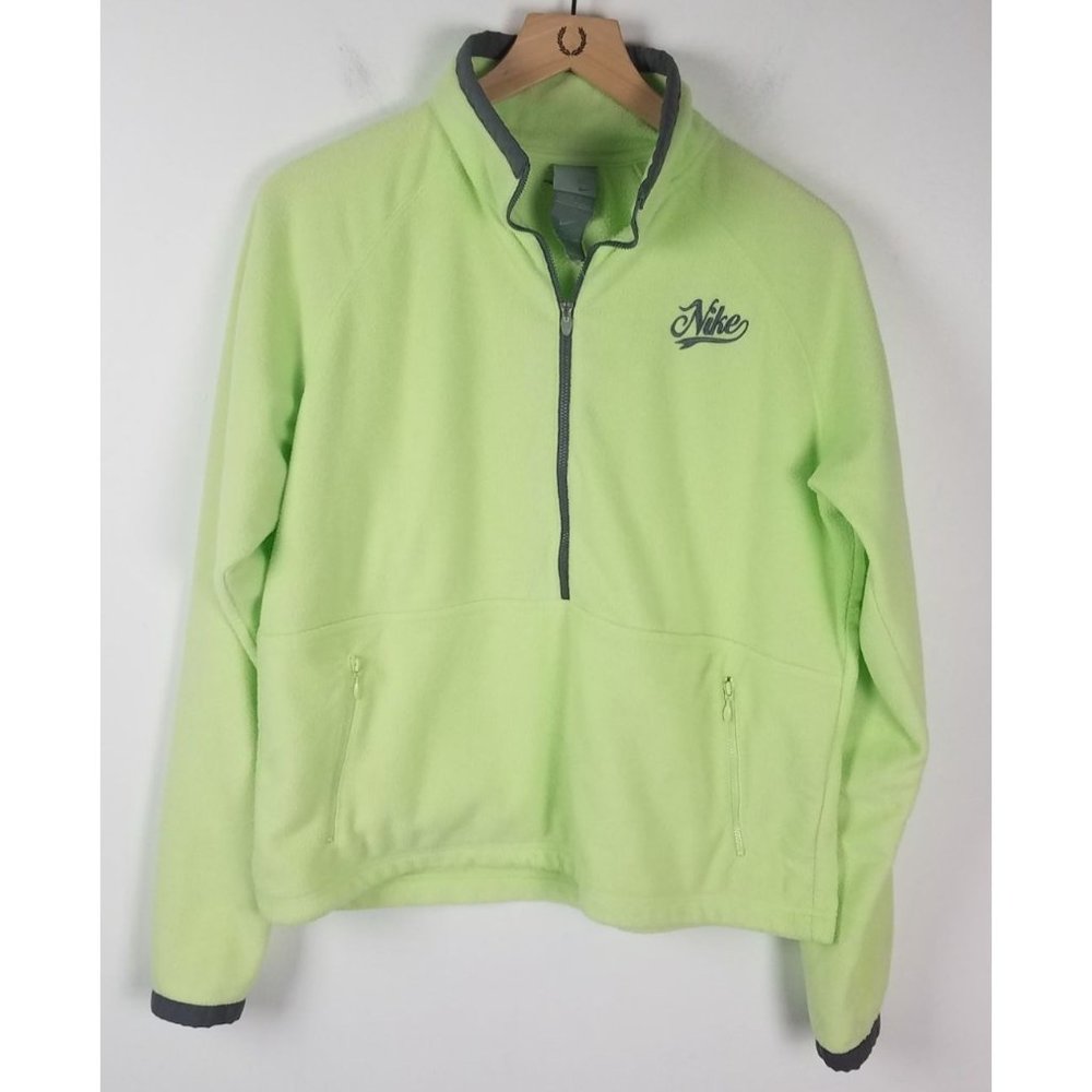 Nike Girls Sz. XL Neon Green & Grey Fleece Zip Pull Over With Zip Pockets